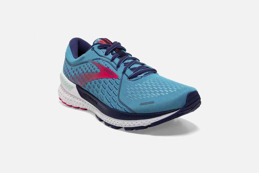 Brooks Adrenaline GTS 21 Road Running Shoes - Womens - Blue/Pink - QF3805972